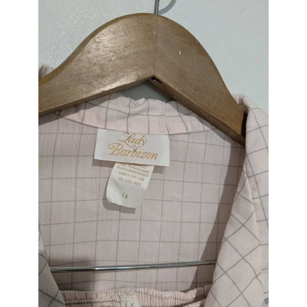 NOS Vintage Pink Grey Lady Barbizon 2 pc S/S Pajama Set 1X Blendaire Batiste